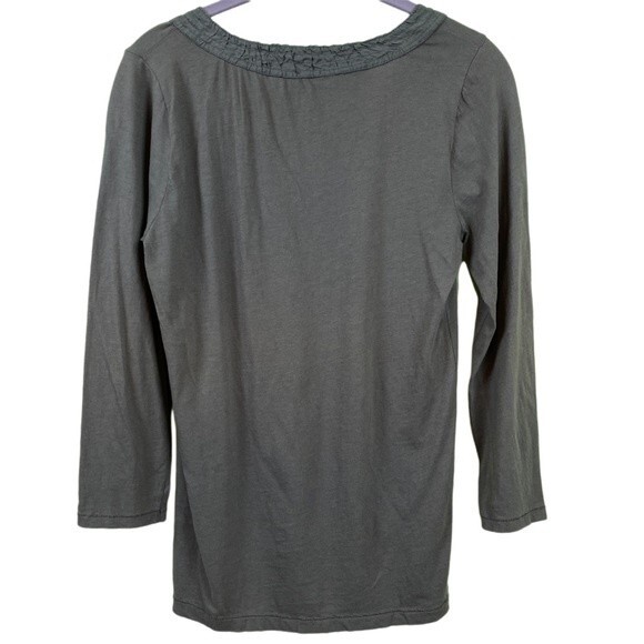 J. Crew Quarter Sleeve Accented Gray Top - Picture 2 of 9
